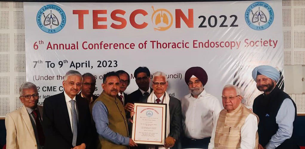 डॉ. एस. के. लुहाड़िया राष्ट्रीय थोरेसिक एंडोस्कोपी सोसाइटी द्वारा लाइफटाइम अचीवमेंट अवार्ड से सम्मानित